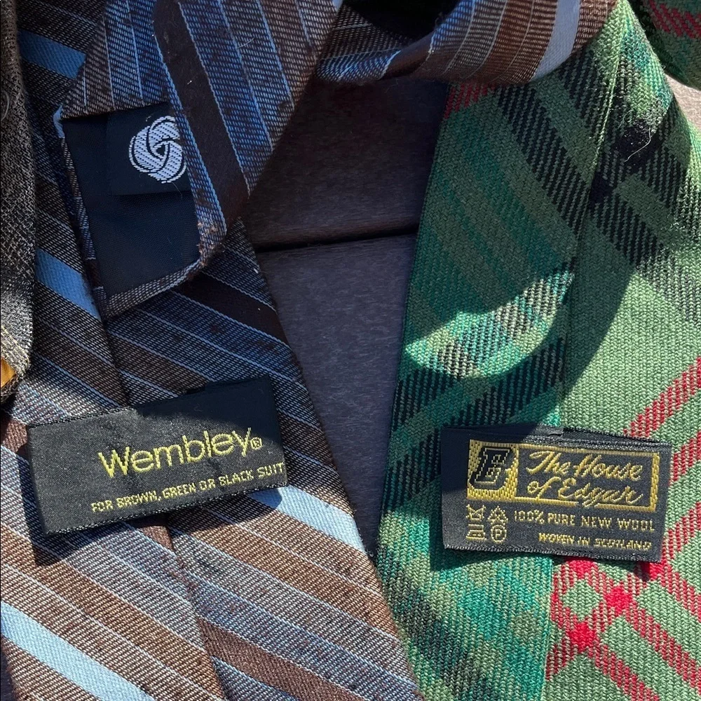 Vintage Men's Plaid Striped and Wool Ties Bundle - Set of 7